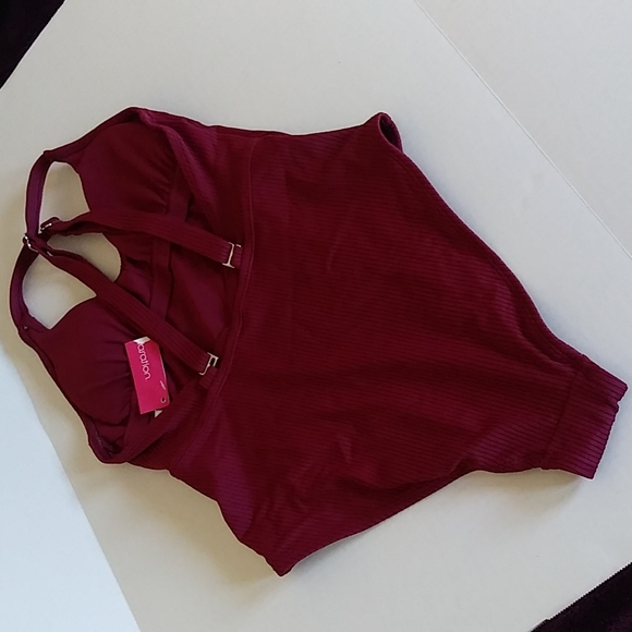 Xhilaration Scoop Back One Piece Swimsuit Burgundy Sz M Junior - Picture 4 of 11